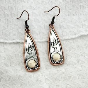 Cactus Earrings / Night Desert Earrings / Silver Dangle Earrings / Boho Earrings